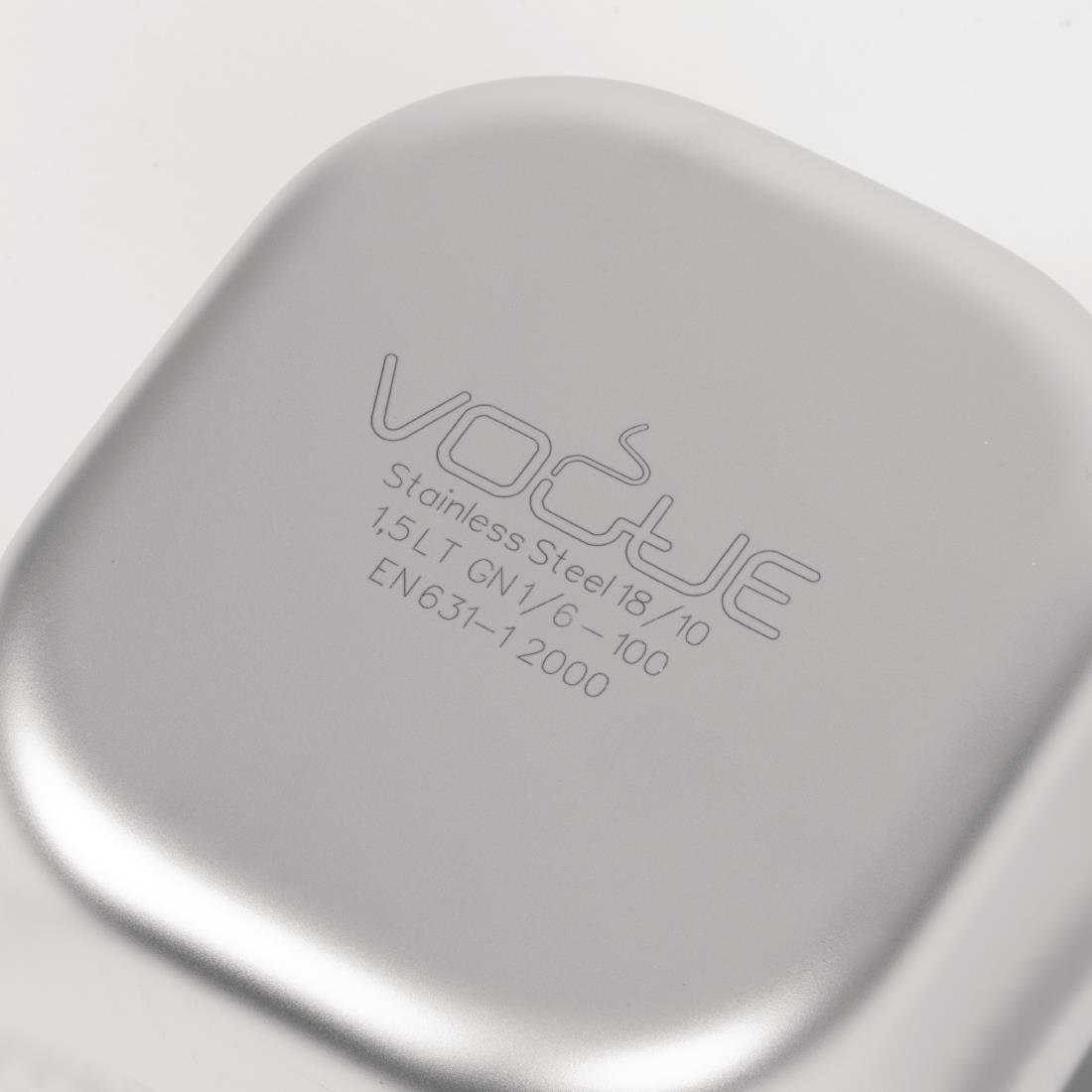 Vogue Heavy Duty Stainless Steel 1/6 Gastronorm Tray 100mm