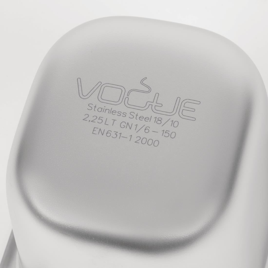 Vogue Heavy Duty Stainless Steel 1/6 Gastronorm Tray 150mm