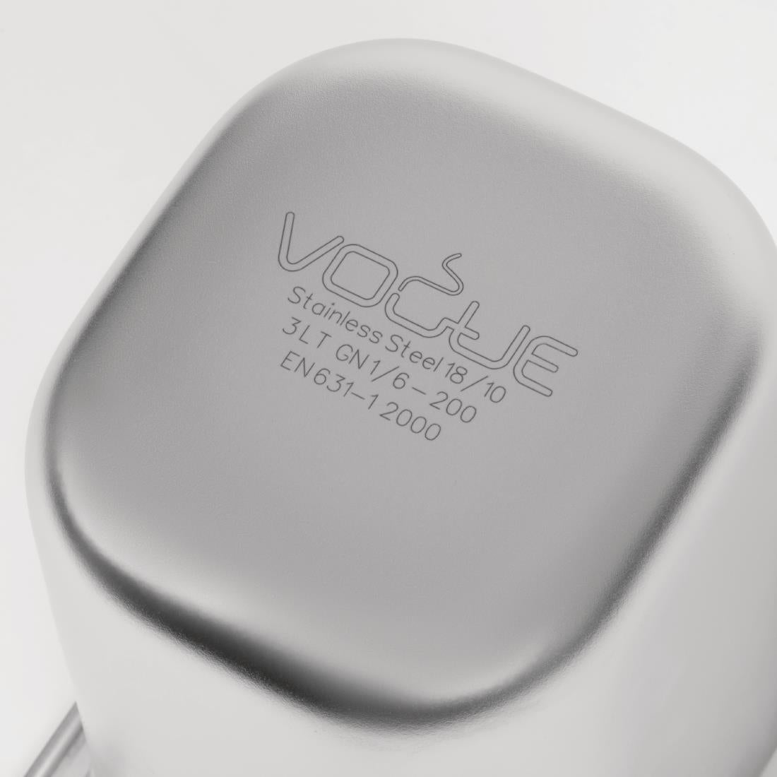 Vogue Heavy Duty Stainless Steel 1/6 Gastronorm Tray 200mm