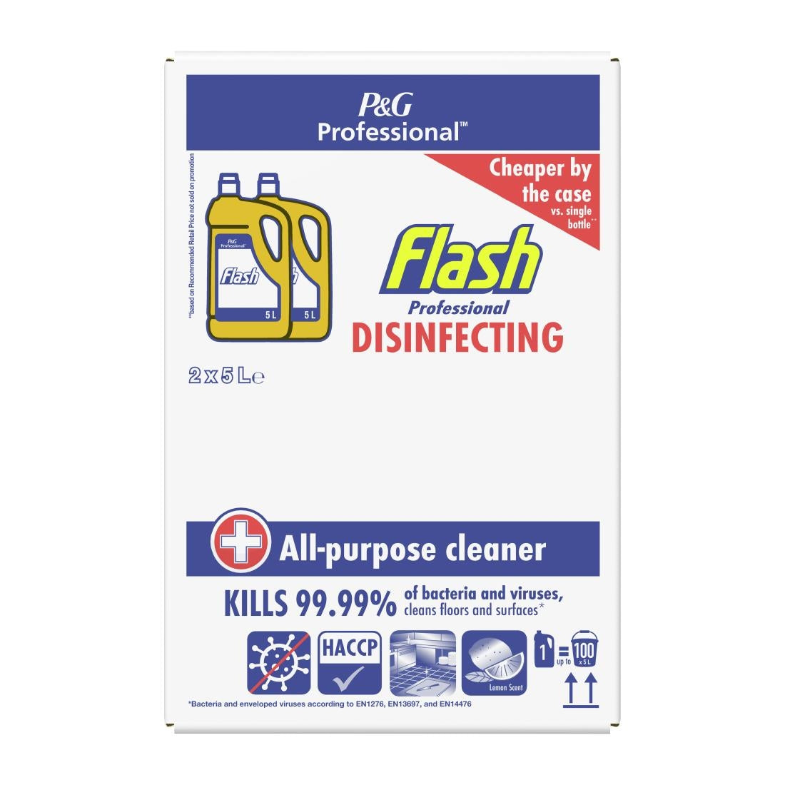 Flash Professional Disinfecting All-Purpose Cleaner Concentrate Lemon (2 x 5Ltr Pack)