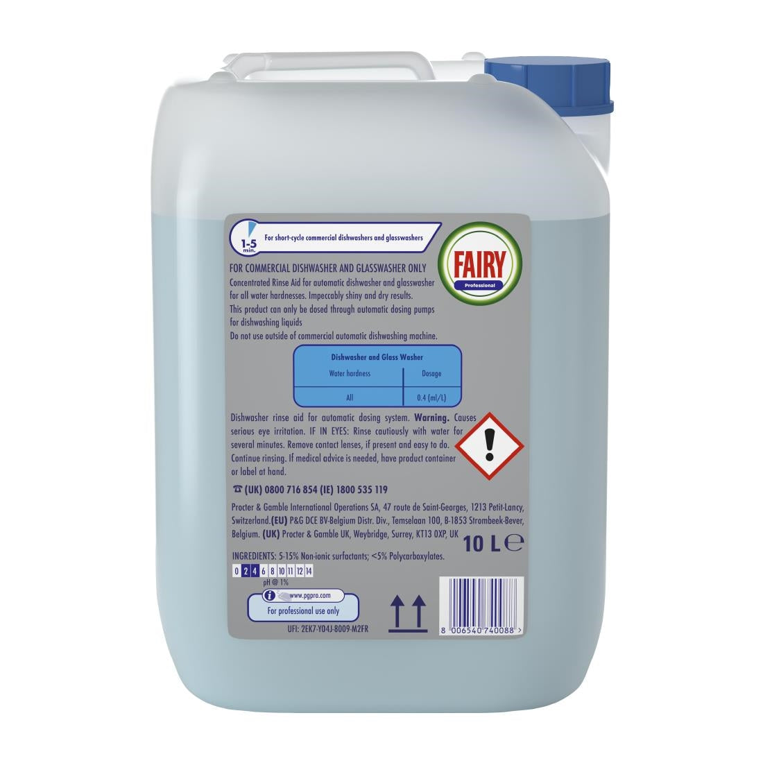 Fairy Professional Commercial Automatic Dishwasher Rinse Aid 10Ltr
