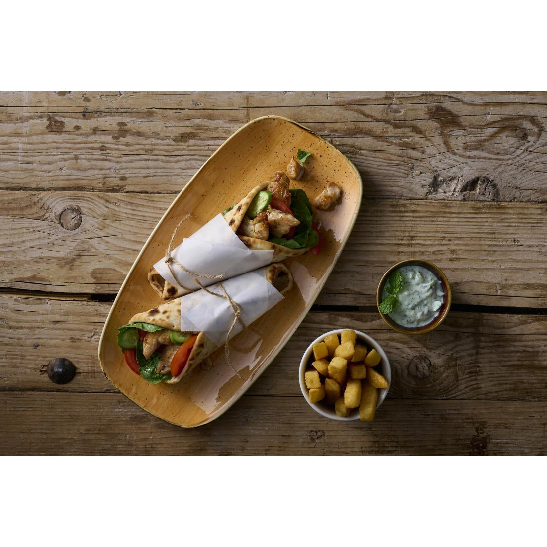 Churchill Stonecast Tangerine Chefs' Oblong Plates No. 3- 298 x 153mm (12 Pack)
