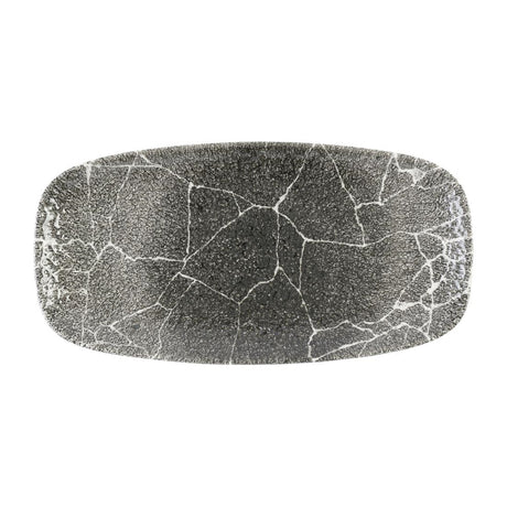 Churchill Studio Prints Kintsugi Quartz Black Chefs' Oblong Plates No. 3 298 x 153mm (12 Pack)