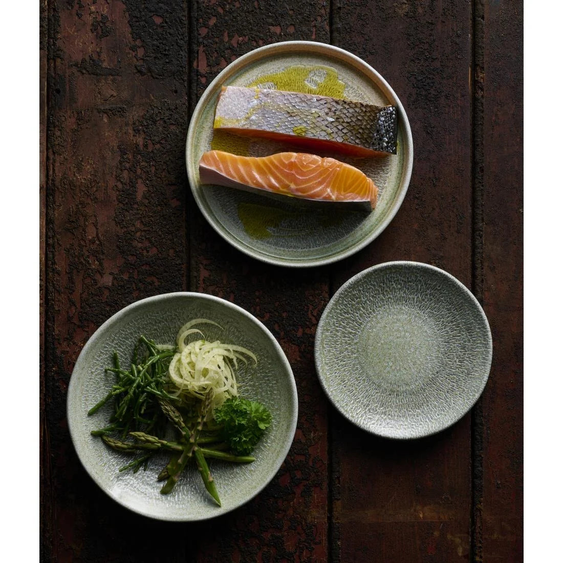 Dudson Harvest Grain Speckled Green Organic Coupe Plates 295mm (12 Pack)