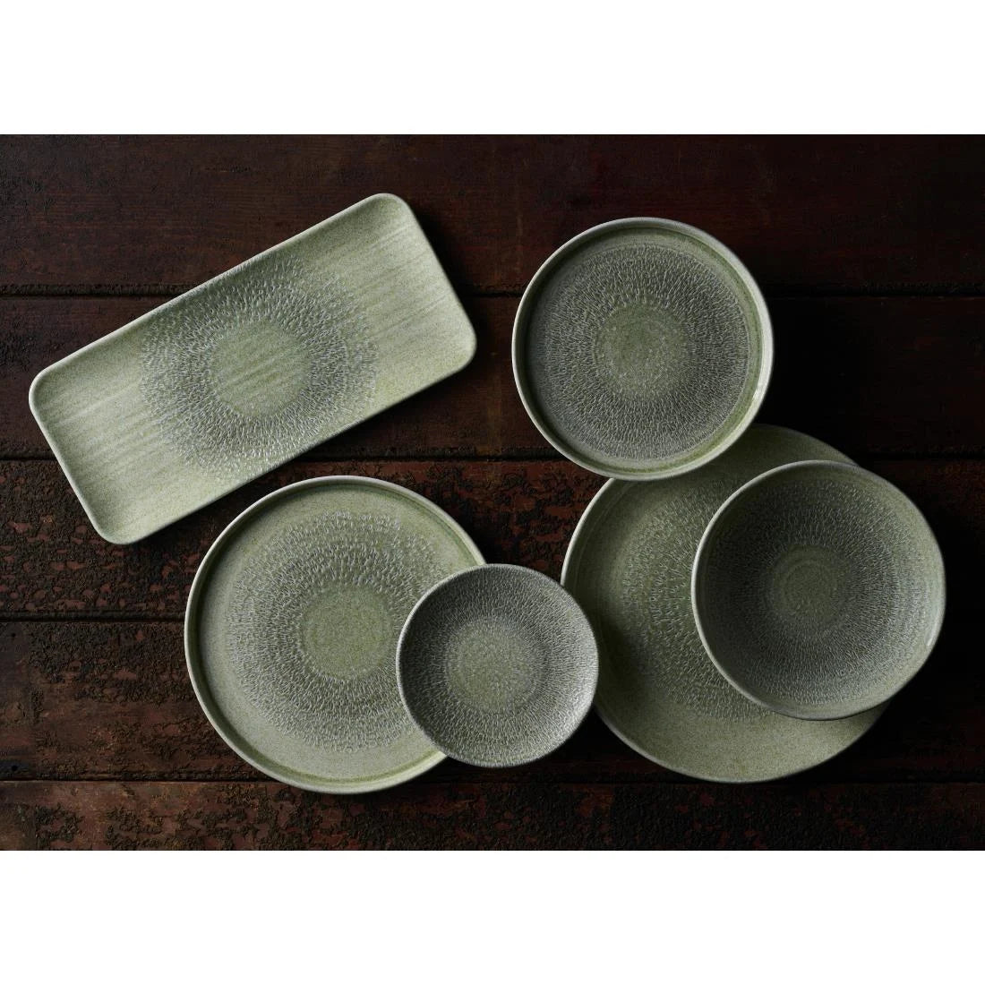 Dudson Harvest Grain Organic Coupe Plates Speckled Green 230mm (12 Pack)