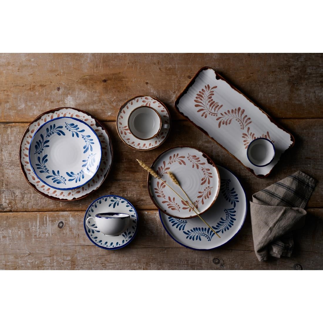 Dudson Harvest Mediterranean Blue Round Walled Plate 210mm (6 Pack)