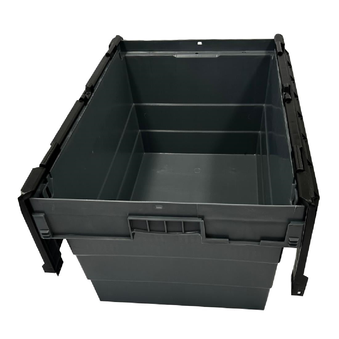 Vogue Plastic Transport Storage Crate with Attached Lid 600x400x320mm