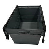 Vogue Plastic Transport Storage Crate with Attached Lid 600x400x320mm