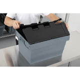 Vogue Plastic Transport Storage Crate with Attached Lid 600x400x320mm