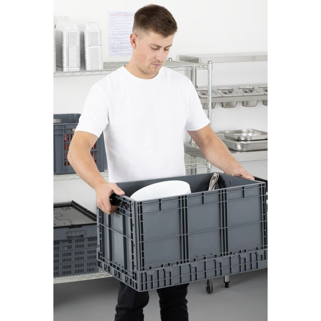 Vogue Plastic Folding Transport Storage Crate 594x396x353mm