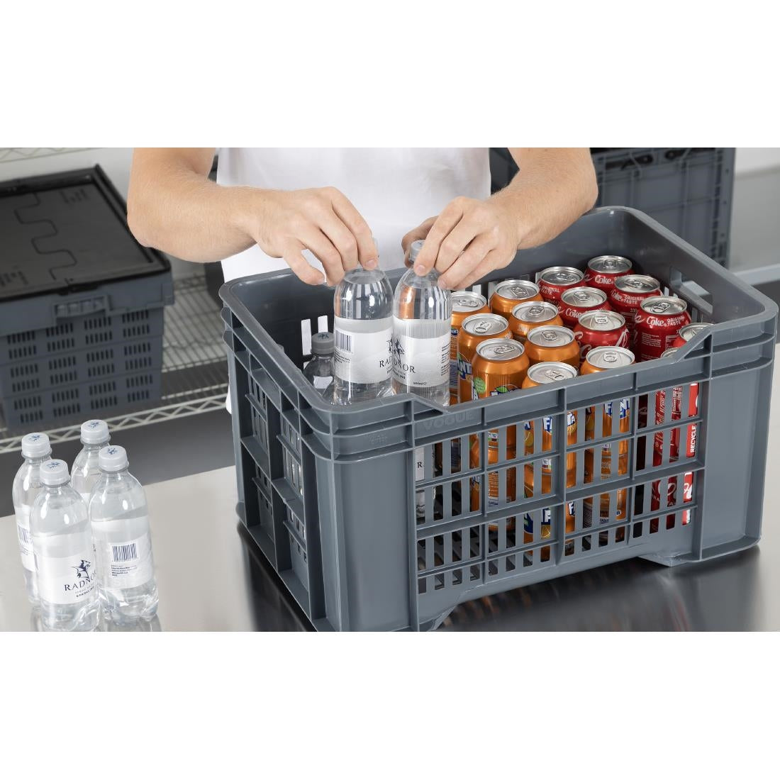 Vogue Perforated Plastic Storage Crate 542x360x290mm