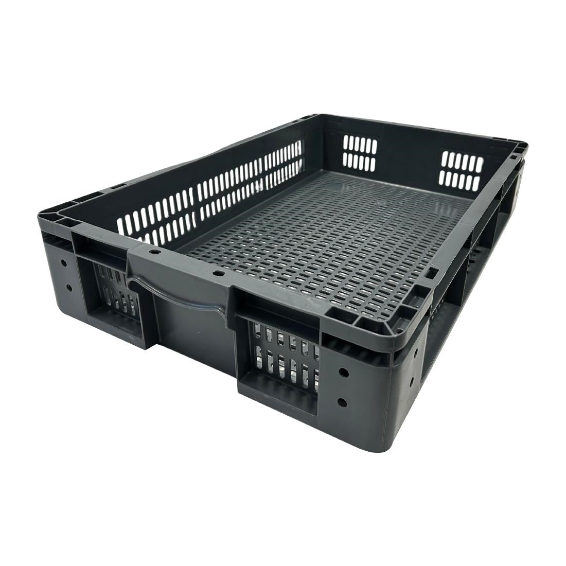 Vogue Perforated Plastic Storage Crate 600x400x120mm