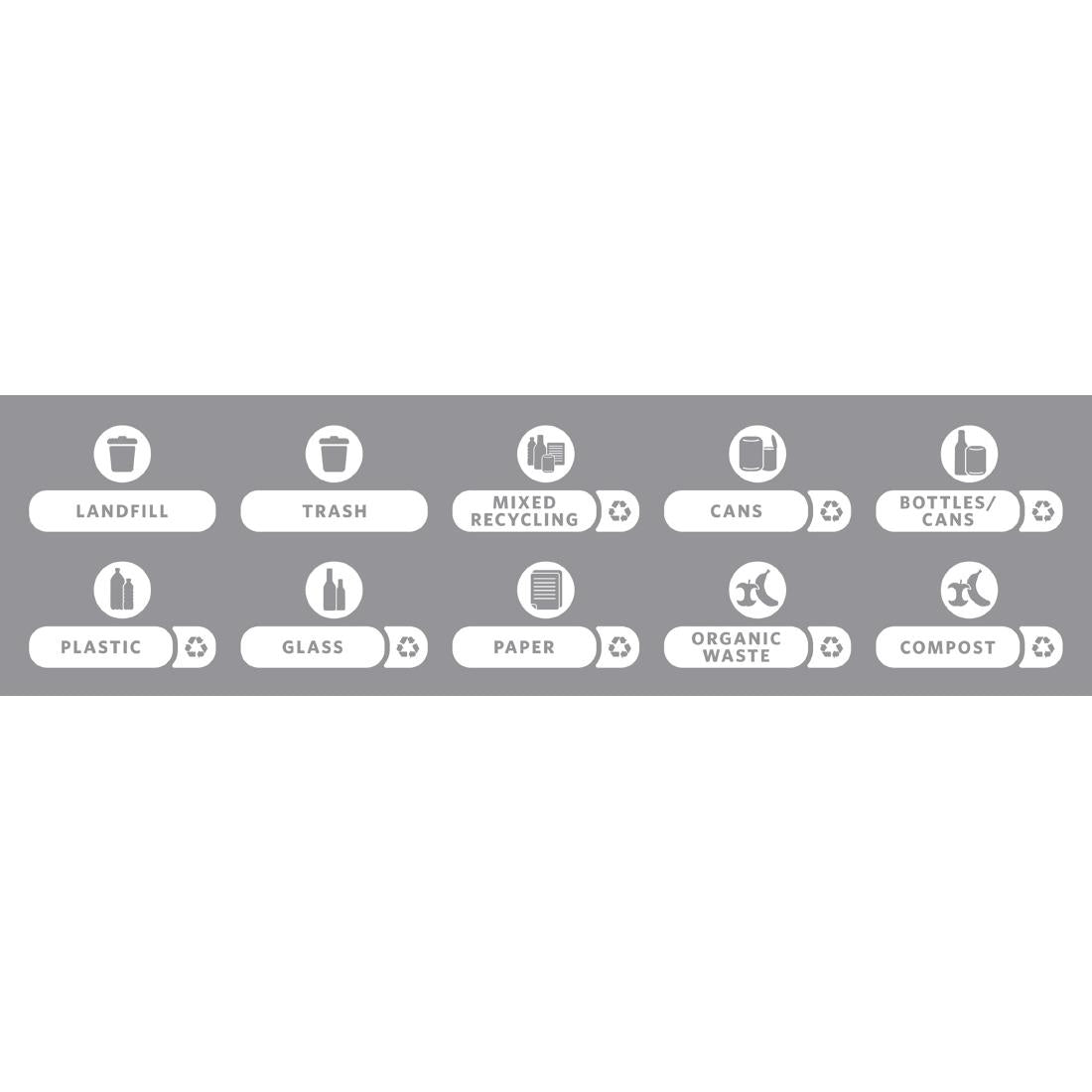Rubbermaid Slim Jim Recycling Label Kit (10 Sticker Sets Pack)