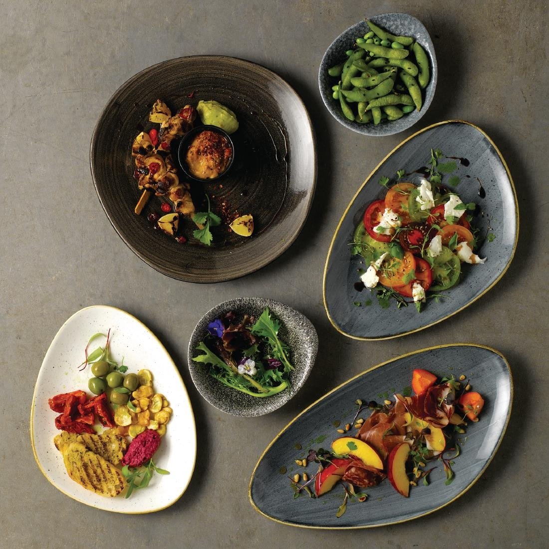 Churchill Stonecast Triangular Plates Blueberry 355mm (6 Pack)