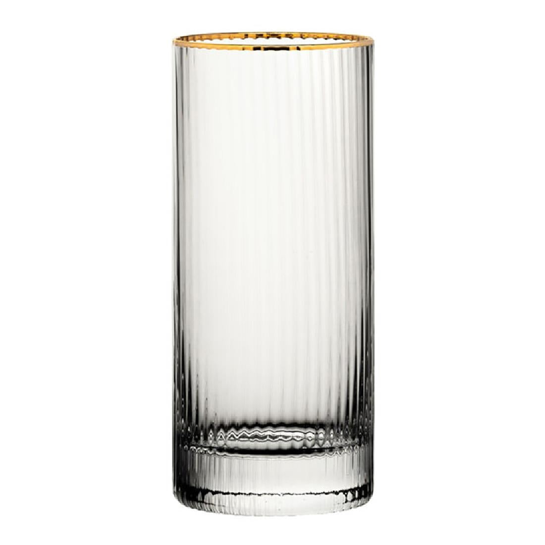 Utopia Hayworth Hi Ball Glasses Gold Rim Glasses 355ml (6 Pack)