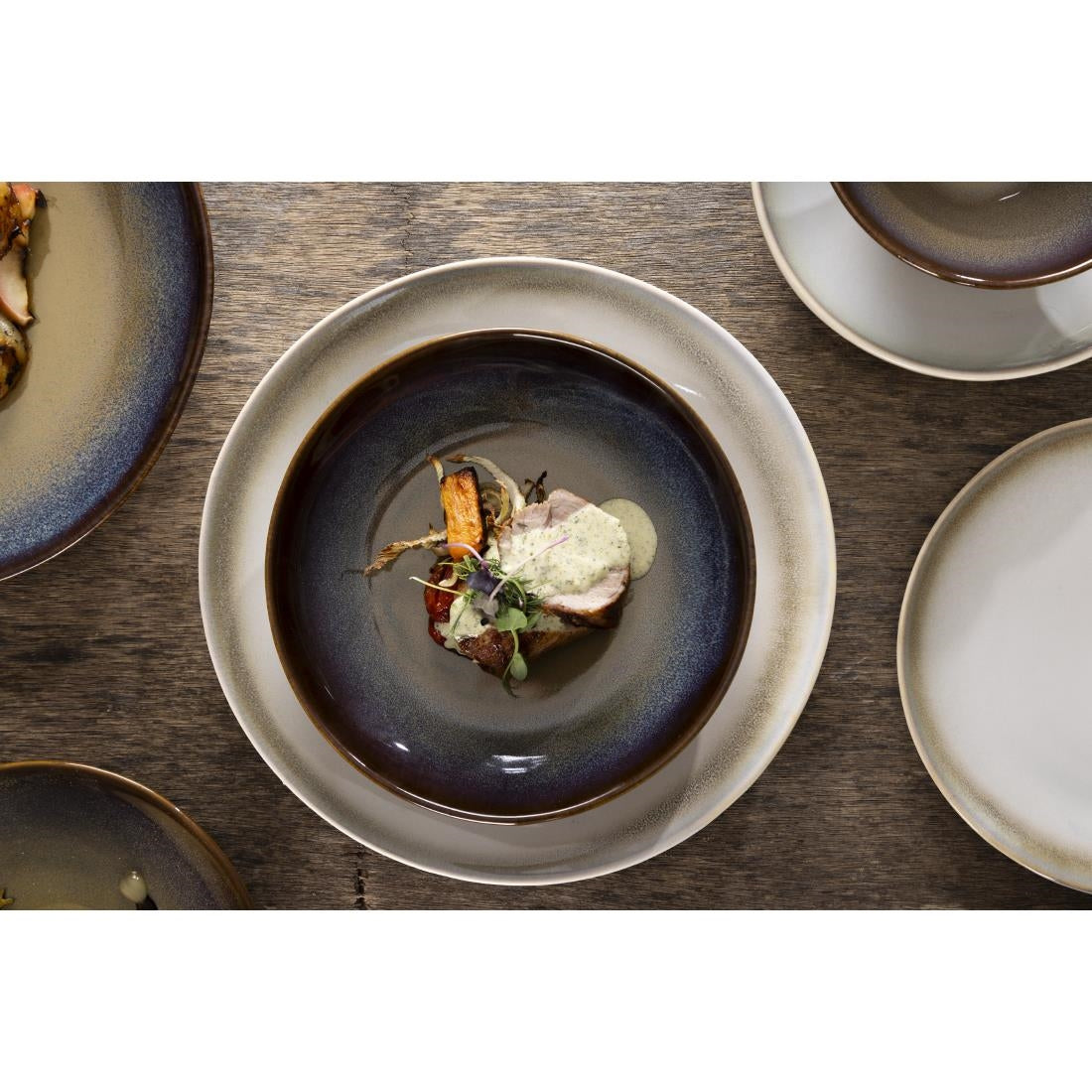 Olympia Birch Wide Bowls Aubergine 205mm (6 Pack)