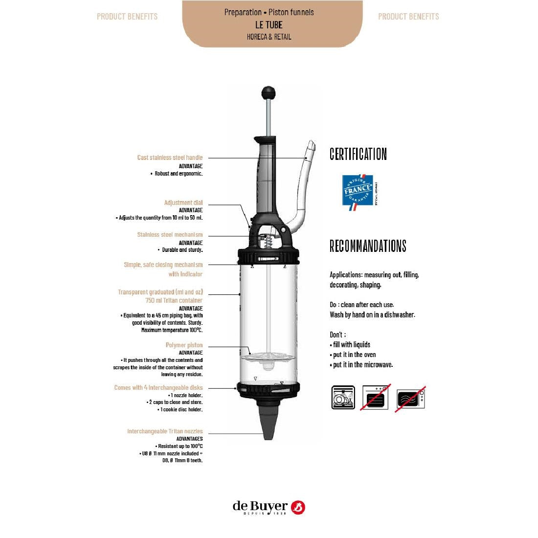 De Buyer Le Tube Pressure Pastry Pro Set