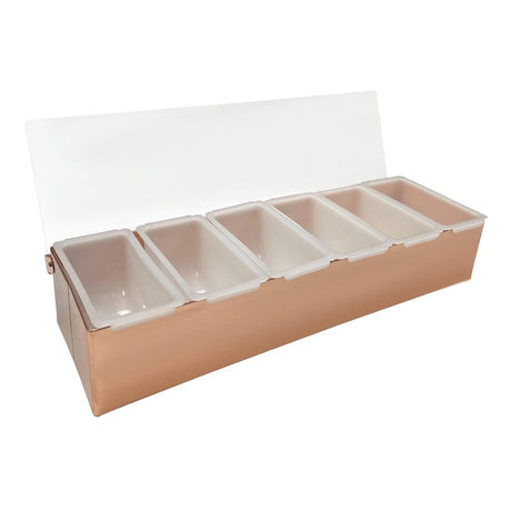Beaumont 6 Part Stainless Steel Condiment Holder Copper Plated