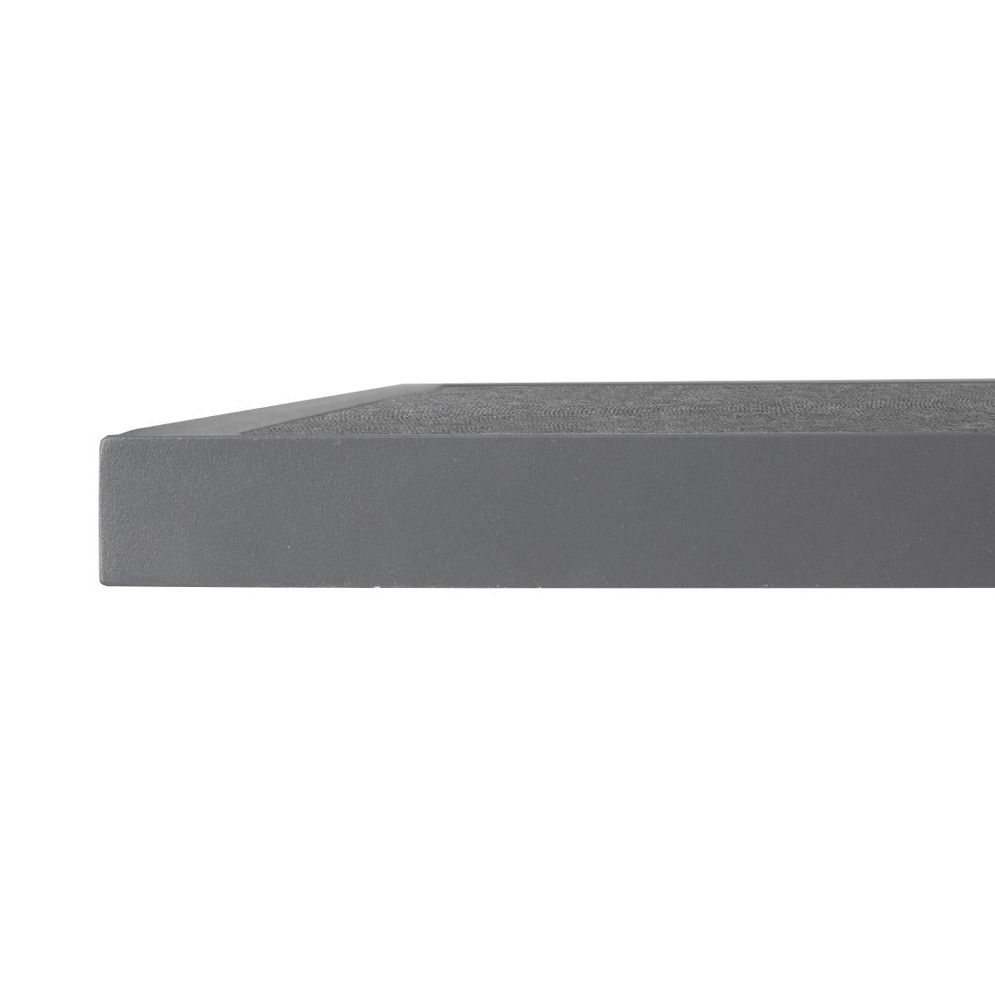 Bolero Black Brushed Mix Outdoor Tempered Glass Table Top Square Grey Trim 700mm