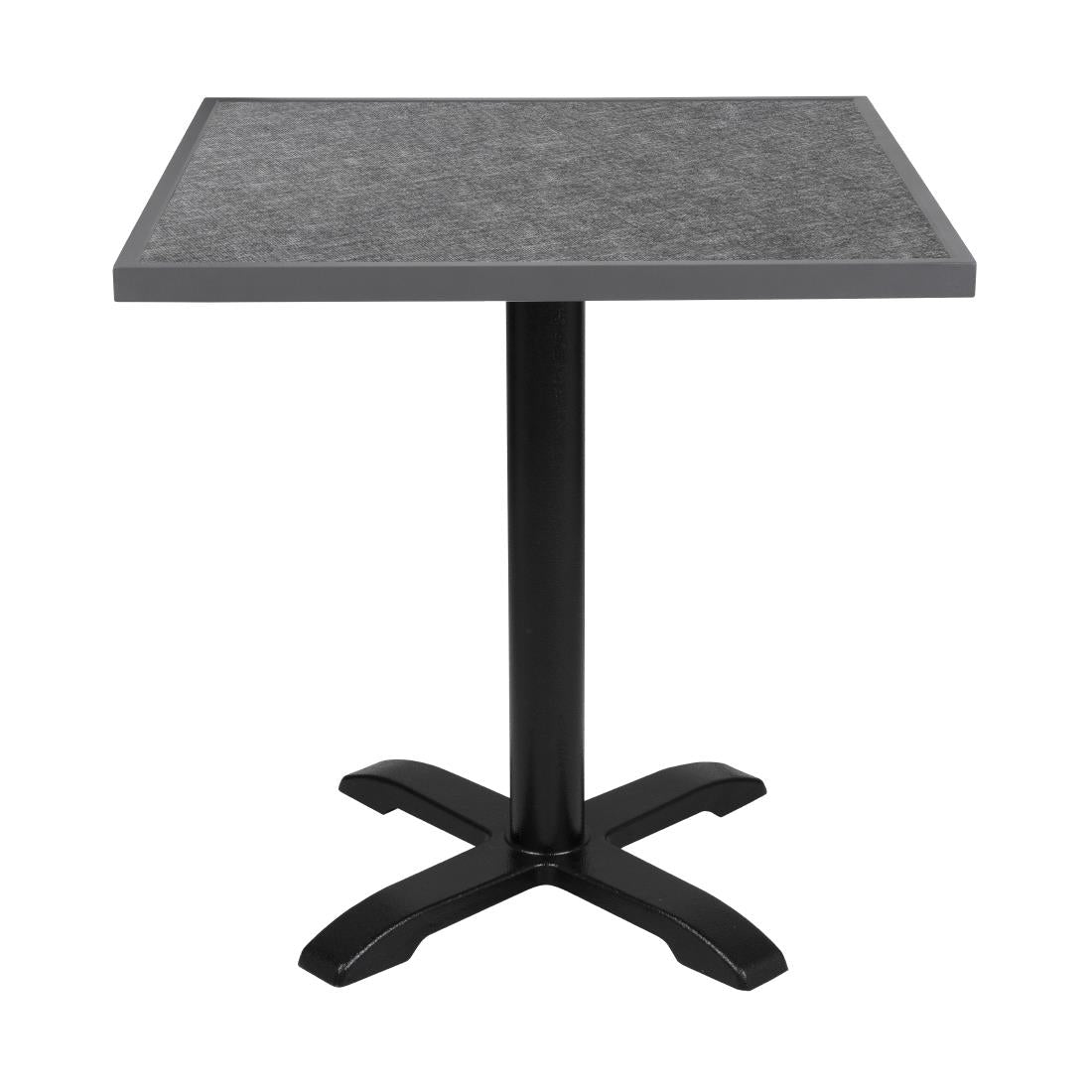 Bolero Black Brushed Mix Outdoor Tempered Glass Table Top Square Grey Trim 700mm