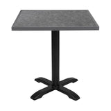 Bolero Black Brushed Mix Outdoor Tempered Glass Table Top Square Grey Trim 700mm