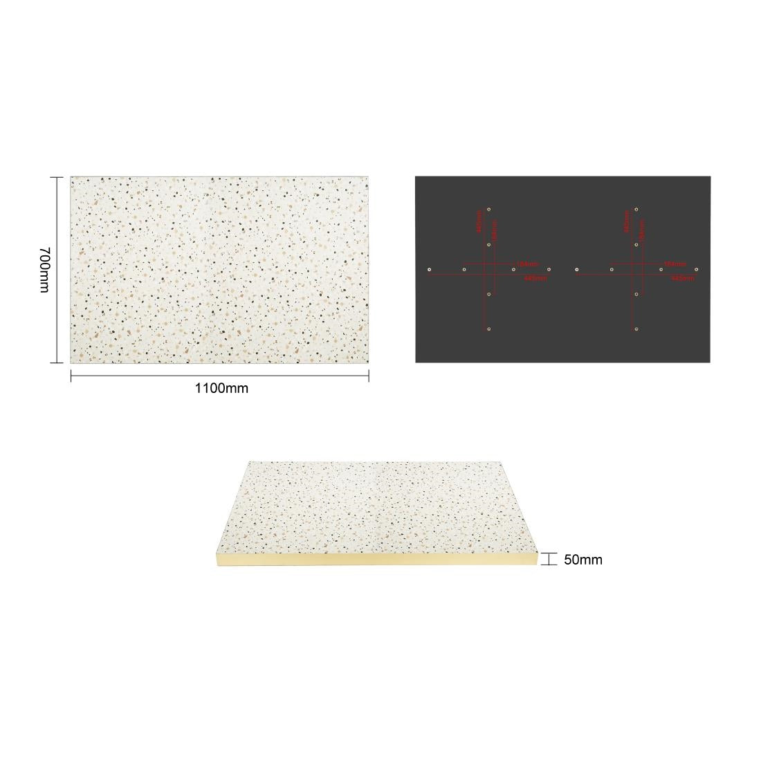Bolero Terrazzo Style Rectangular Table Top 1100x700mm