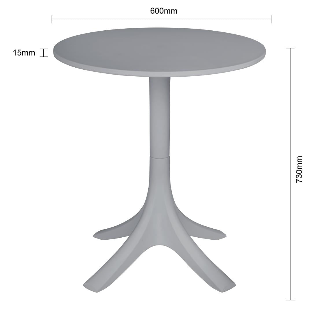 Bolero Lorenzo 600mm Round Café Table - Medium Grey