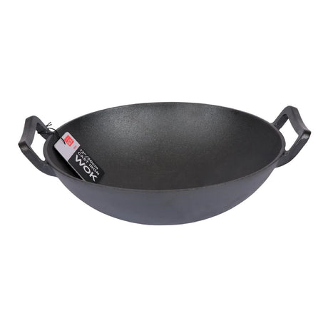 Dexam School of Wok Pre-Seasoned Cast Iron Flat Base Wok 300mm