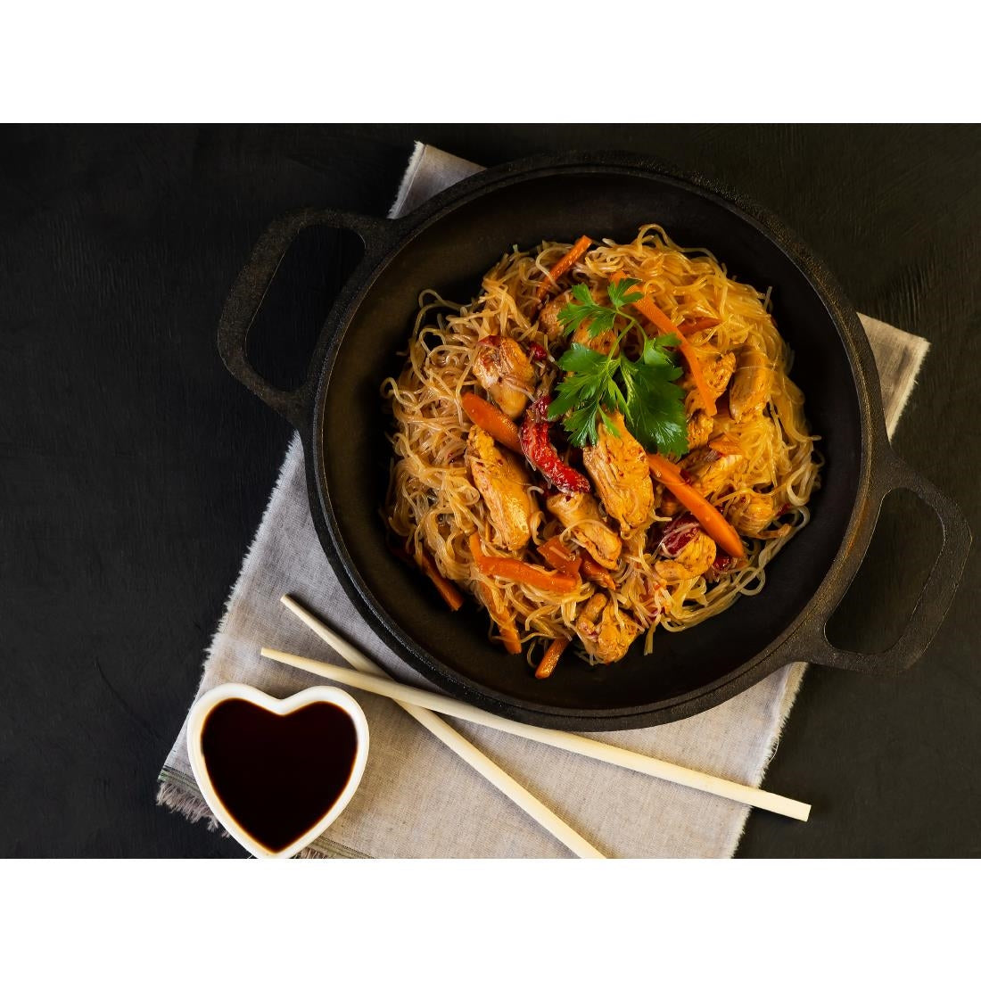 Dexam School of Wok Pre-Seasoned Cast Iron Flat Base Wok 300mm