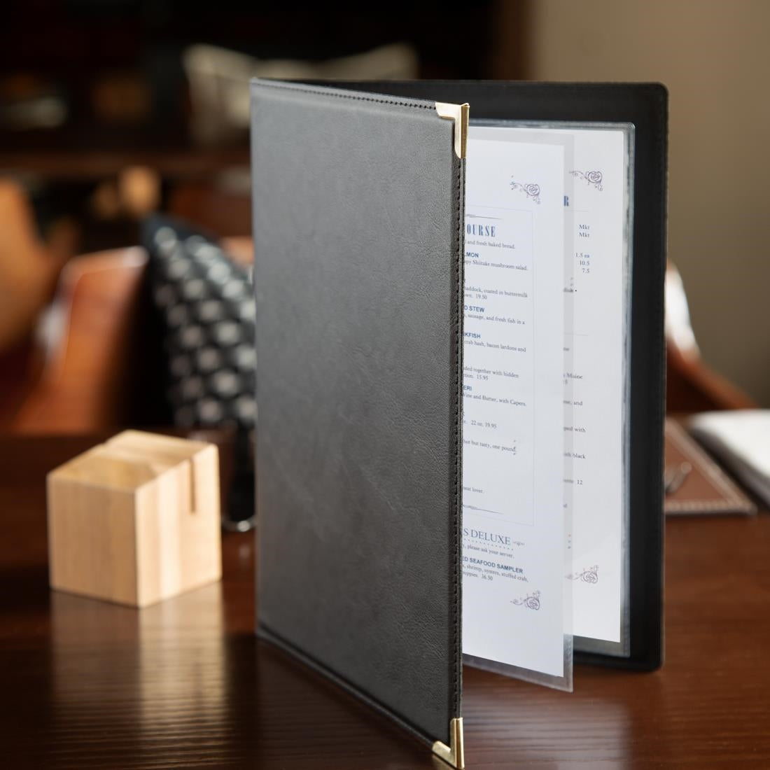 Olympia Faux Leather Menu Cover A5 Black