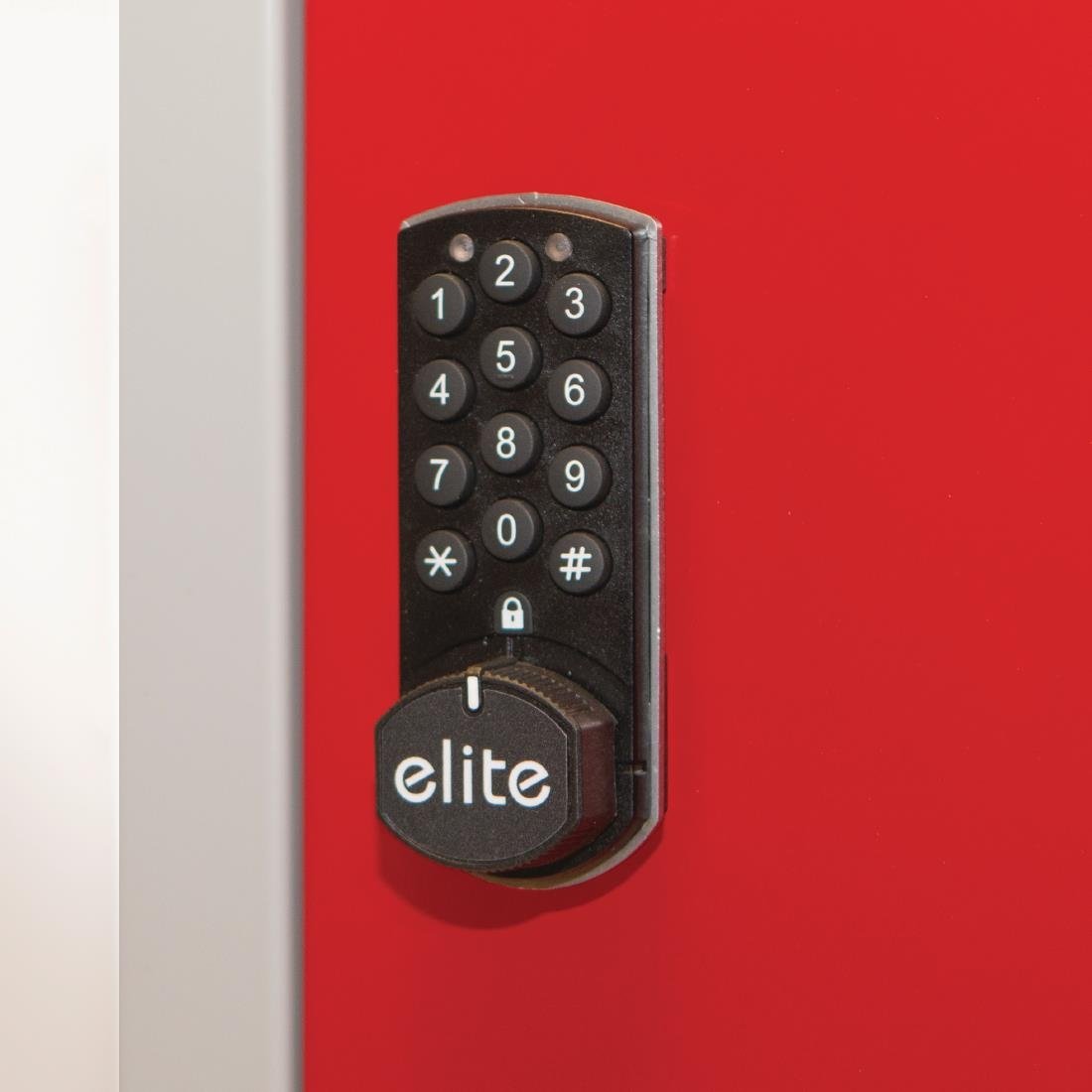 Elite Five Door Electronic Combination Locker with Sloping Top Red