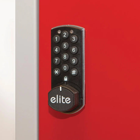 Elite Three Door Electronic Combination Locker with Sloping Top White