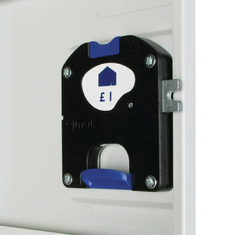 Elite Double Door Coin Return Locker with Sloping Top White