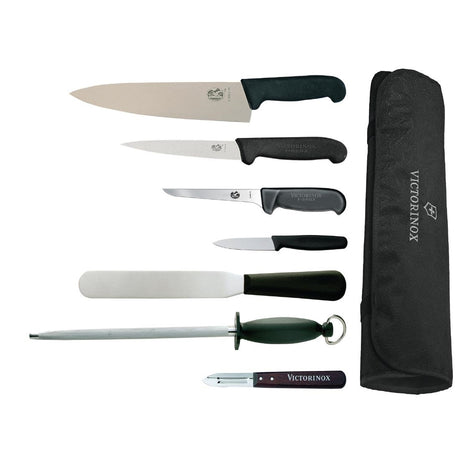 Victorinox 21.5cm Chef Knife with Hygiplas & Vogue 7-Piece Knife Set