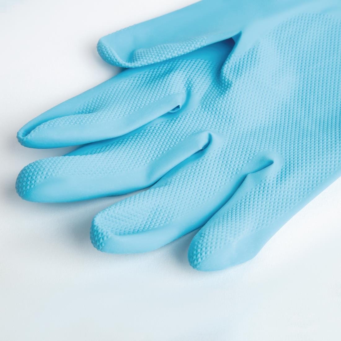 MAPA Vital 117 Liquid-Proof Light-Duty Janitorial Gloves Blue Large