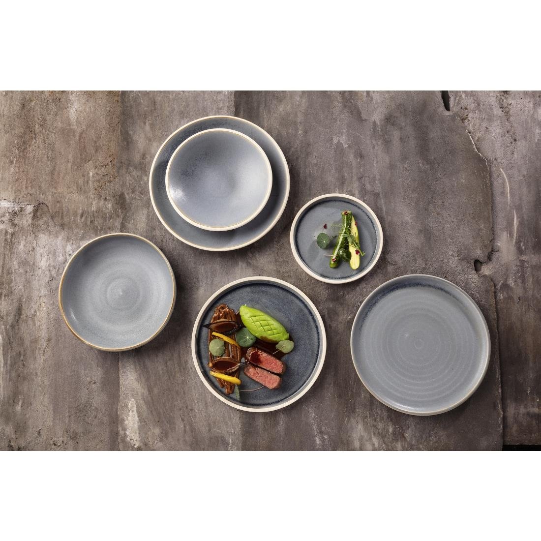 Olympia Canvas Small Rim Plates Blue Granite 265mm (6 Pack)