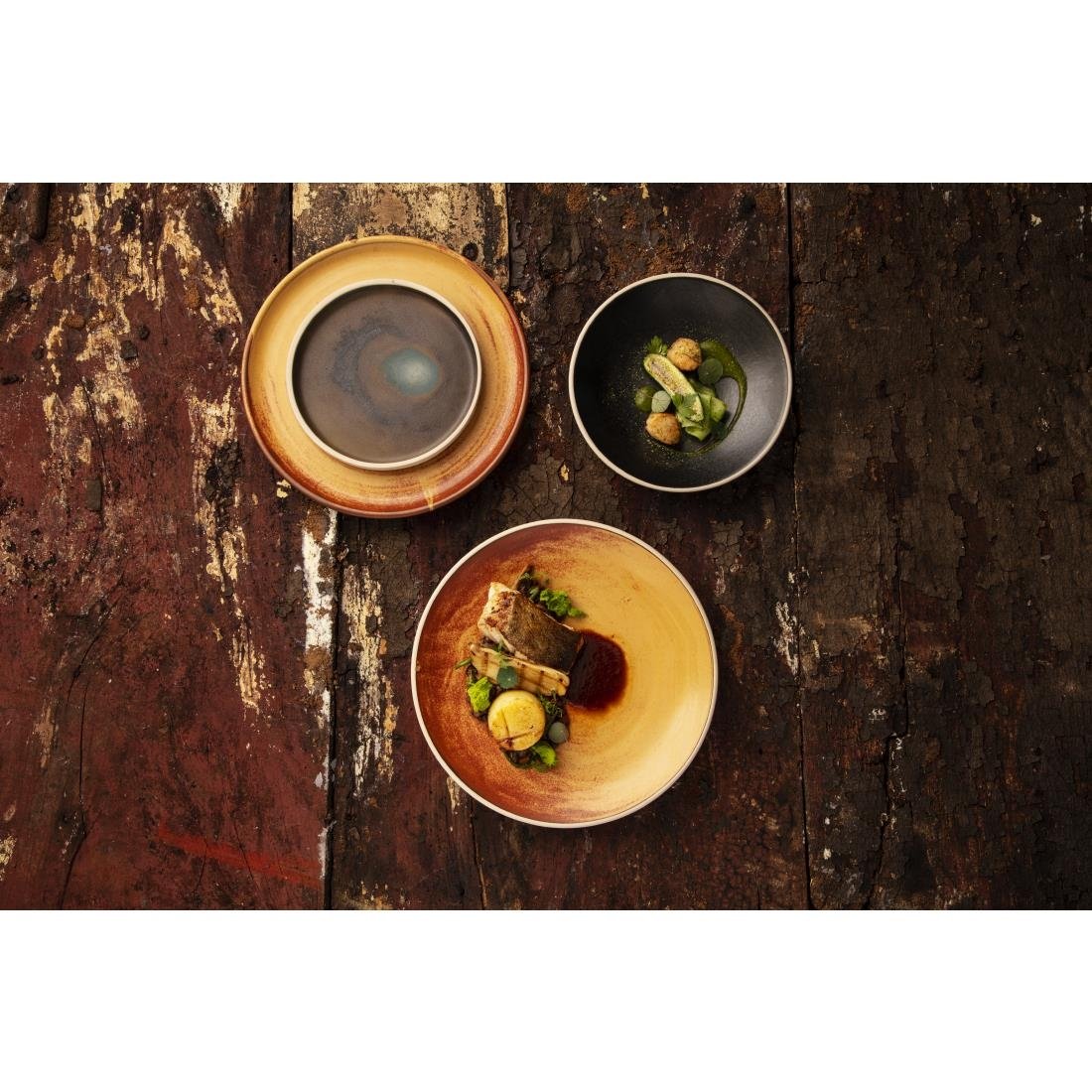 Olympia Canvas Shallow Tapered Bowls Delhi Black 200mm (6 Pack)