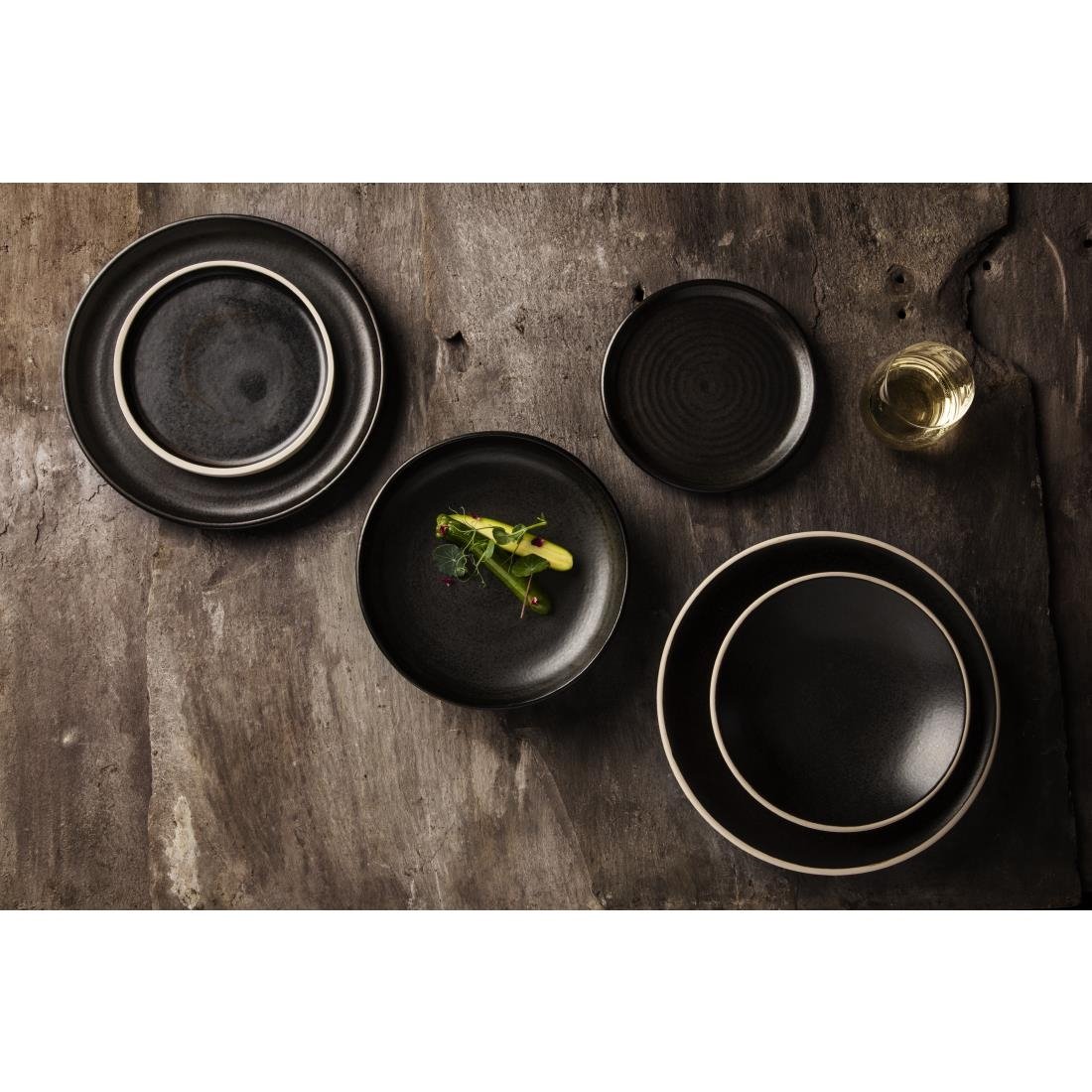 Olympia Canvas Shallow Tapered Bowls Delhi Black 200mm (6 Pack)