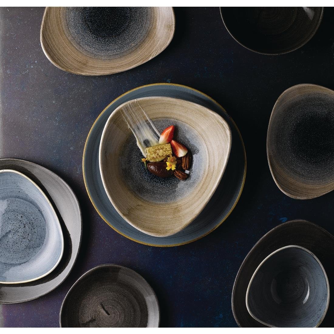 Churchill Stonecast Aqueous Triangular Bowls Bayou Taupe 21oz 235mm (12 Pack)