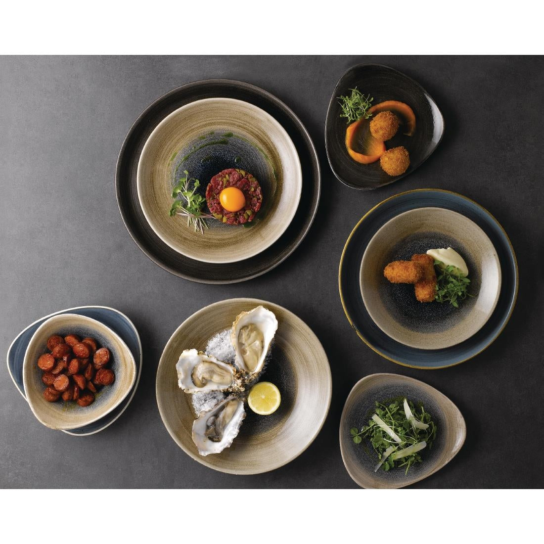 Churchill Stonecast Aqueous Deep Coupe Plates Bayou Taupe 255mm (12 Pack)