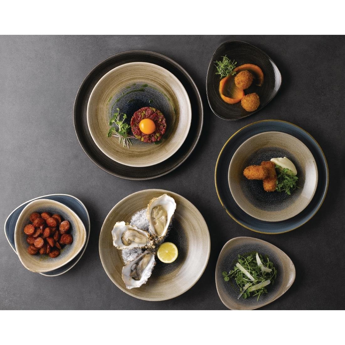 Churchill Stonecast Aqueous Deep Coupe Plates Bayou Taupe 225mm (12 Pack)