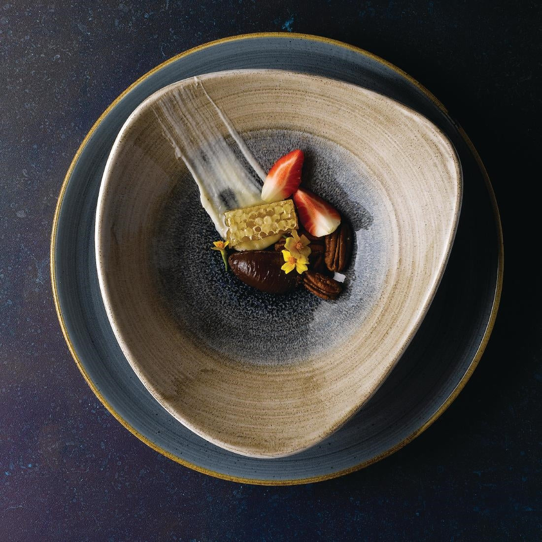 Churchill Stonecast Aqueous Triangular Bowls Bayou Taupe 21oz 235mm (12 Pack)