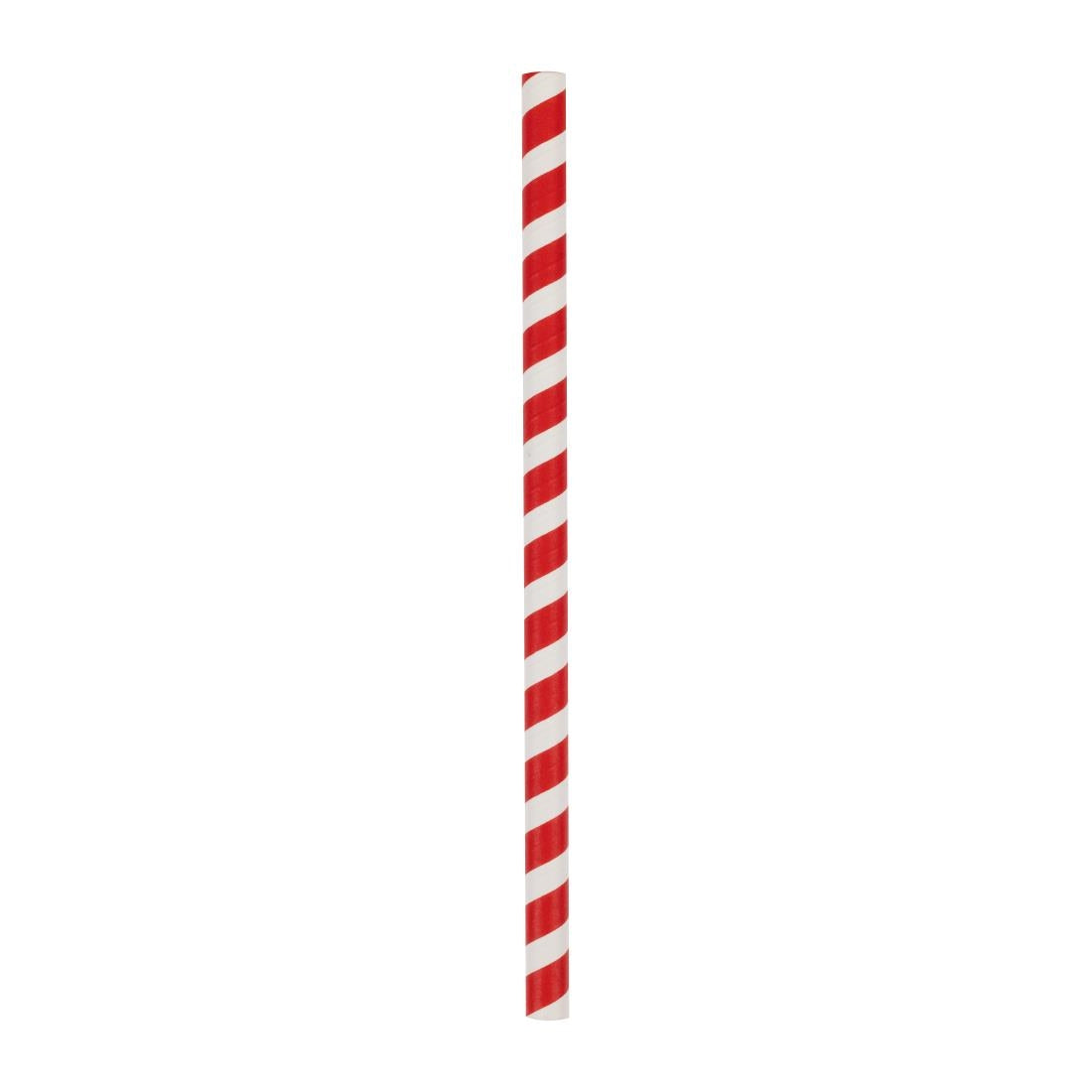 Fiesta Compostable Paper Smoothie Straws Red Stripes (250 Pack)