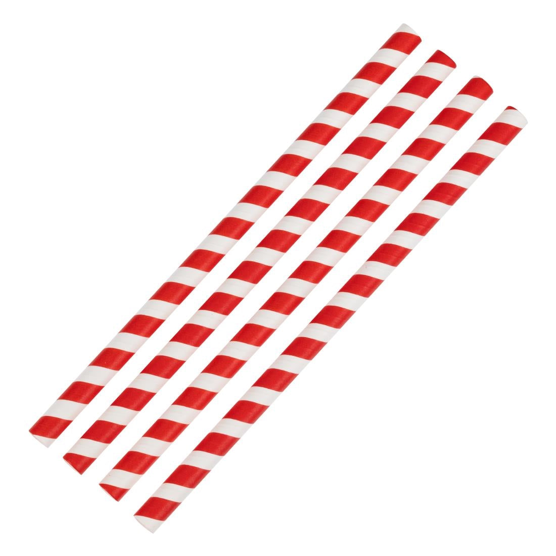 Fiesta Compostable Paper Smoothie Straws Red Stripes (250 Pack)
