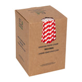 Fiesta Compostable Paper Smoothie Straws Red Stripes (250 Pack)