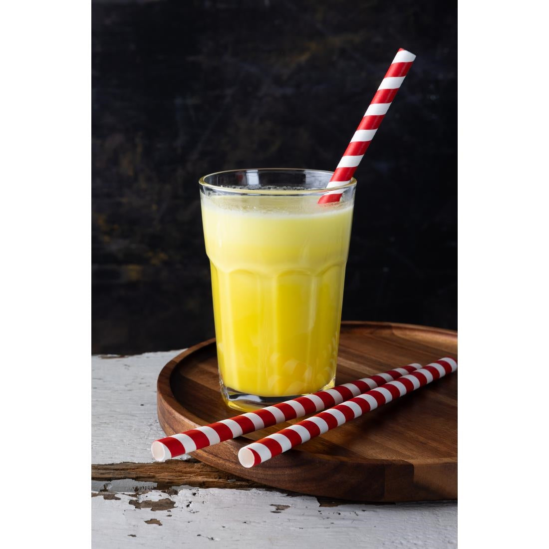 Fiesta Compostable Paper Smoothie Straws Red Stripes (250 Pack)