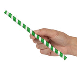 Fiesta Compostable Paper Smoothie Straws Green Stripes (250 Pack)