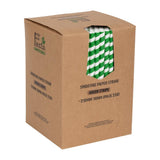 Fiesta Compostable Paper Smoothie Straws Green Stripes (250 Pack)