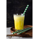 Fiesta Compostable Paper Smoothie Straws Green Stripes (250 Pack)