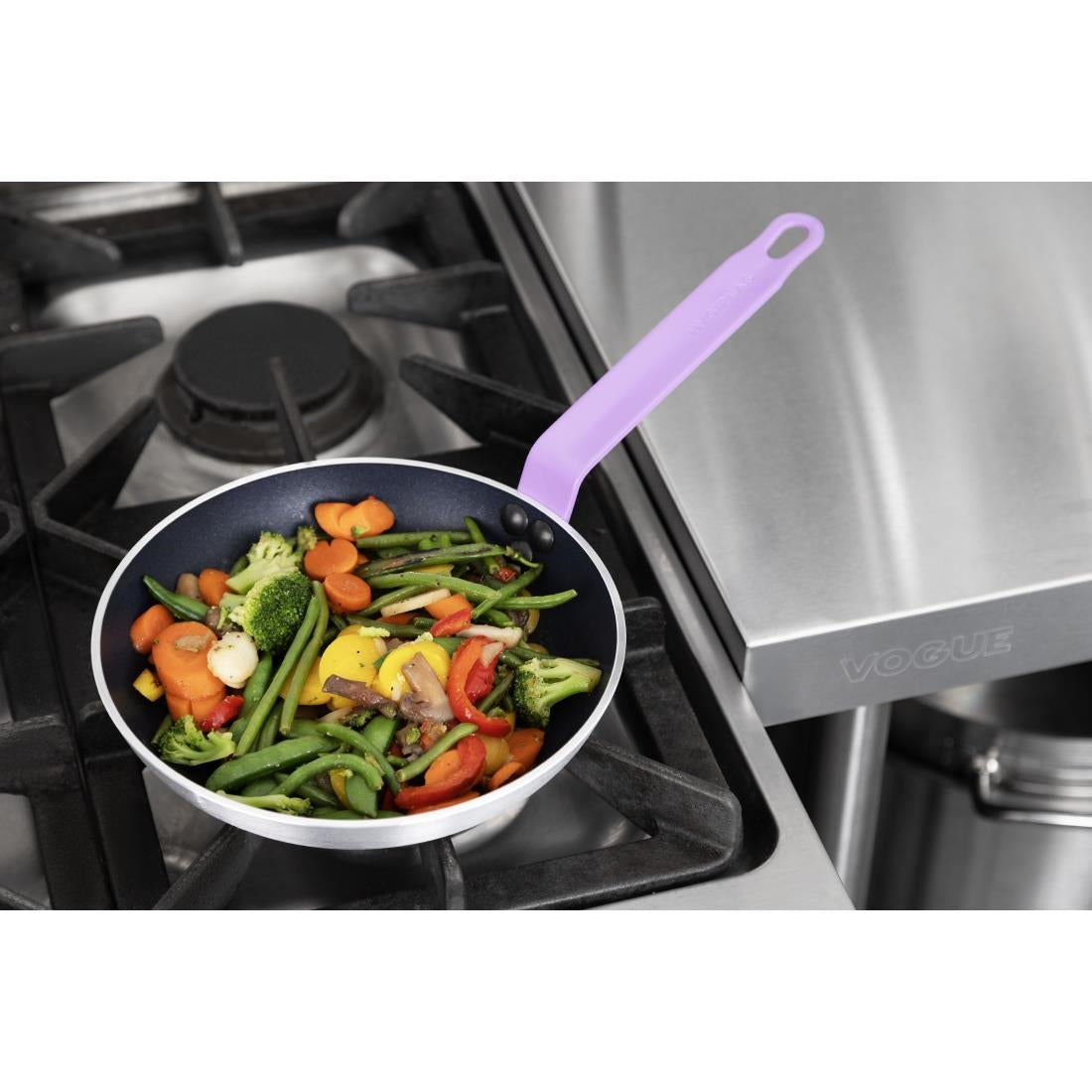 Hygiplas Aluminium Non-Stick Teflon Platinum Plus Frying Pan with Purple Handle 24cm